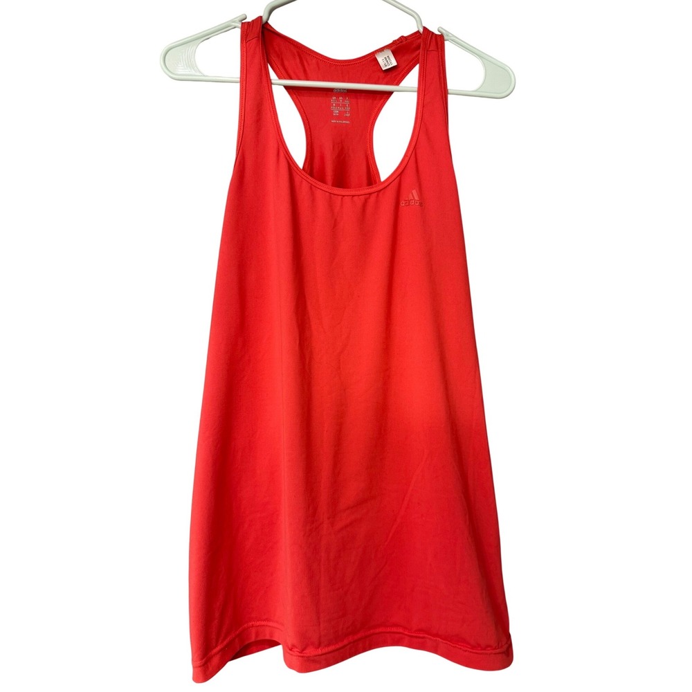 Adidas Climalite Racerback Tank Top Womens Medium Red Longline Athletic Gym